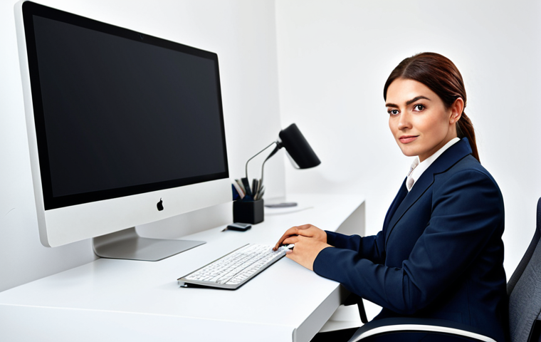 진로 카운슬링 서비스 - ** A professional businesswoman in a modest business suit, sitting at a desk in a modern office, ful...