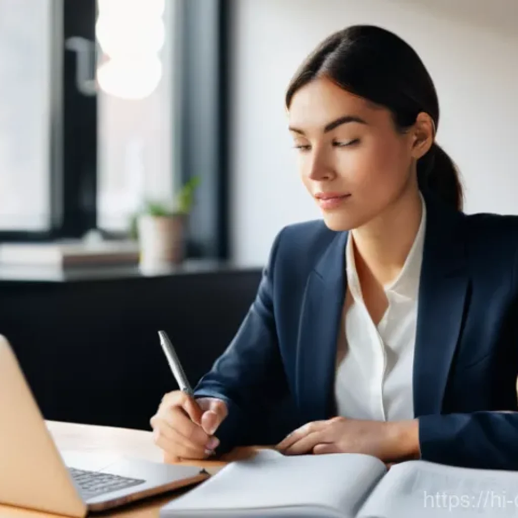 이직 준비 과정 - **Prompt:** A young professional, male or female, in their late 20s to early 30s, is seated at a cle...