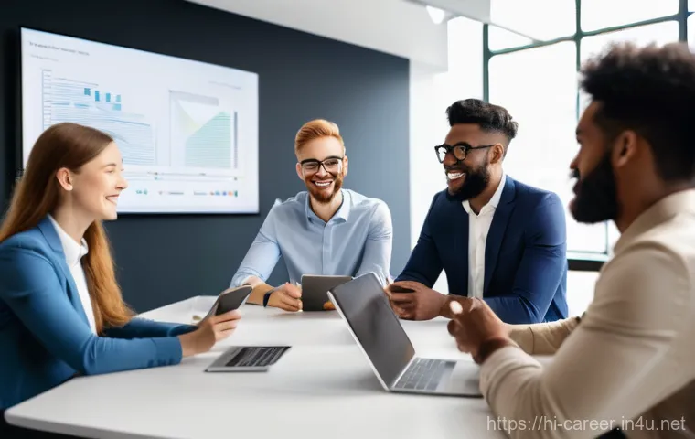 이직 준비 과정 - **Prompt:** A young professional, male or female, in their late 20s to early 30s, is seated at a cle...