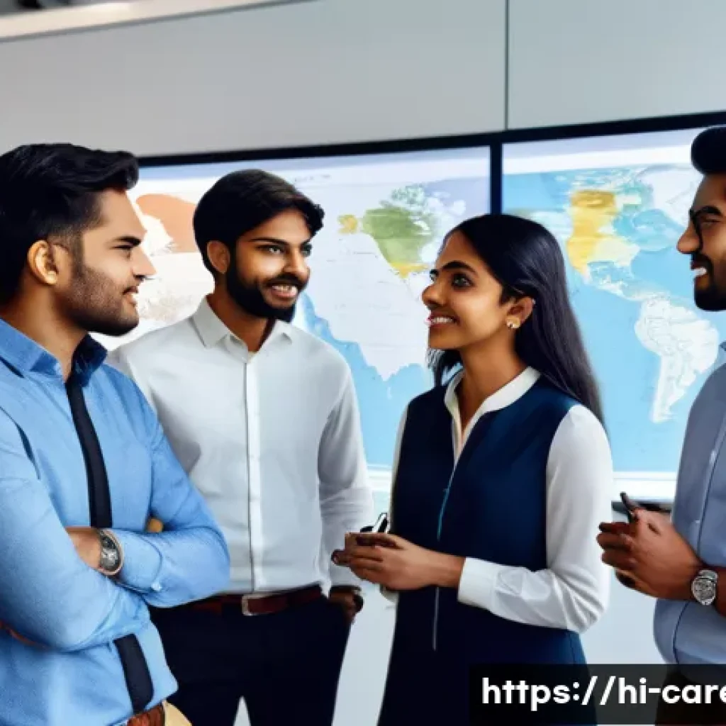인문학 전공 진로 - A diverse group of young professionals in a modern office environment, collaborating on a cultural p...