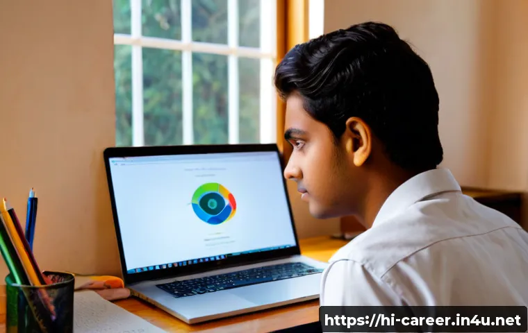 인공지능 진로 - Photorealistic Indian high school student exploring artificial intelligence career options at a tidy...